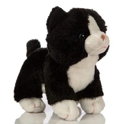 Afbeelding van Uni Toys Kat baby (zwart wit), staand 13 cm (hoogte) pluche kitten dier, knuffeldier, HT 30306