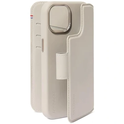 Afbeelding van Apple iPhone 15 Plus Hoesje Echt leder Decoded Bookcase/2 in 1 Case Beige Telefoonhoesje