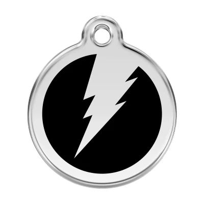 Afbeelding van Flash Black roestvrijstalen hondenpenning large/groot dia. 3,8 cm RedDingo