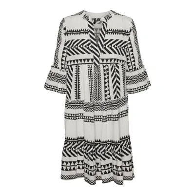 Afbeelding van Vero Moda Vmdicthe 3/4 Tunic Tuniek, Dames, Maat: Small, Snow white/ibiza black