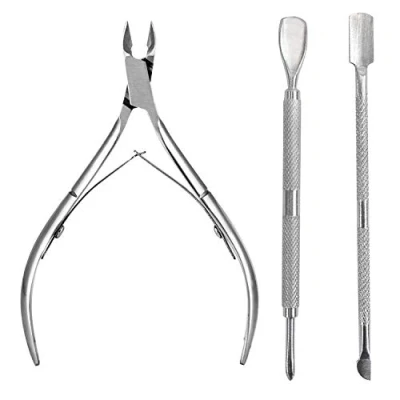 Afbeelding van Malayas 3 delige nagelriemschaar Nipper Pushers and Tidy, Cuticle Cutter Remover met Pusher voor Dead Skin Duurzame manicure instrumenten en Cuticula tondeuse Roestvrij staal