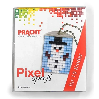 Afbeelding van Pixel P90058 17501 Leuke knutselset sneeuwpop voor kinderen met 10 medaillons om te pixelen, eenvoudig insteeksysteem zonder strijken en lijmen, kleuterschool, school verjaardag