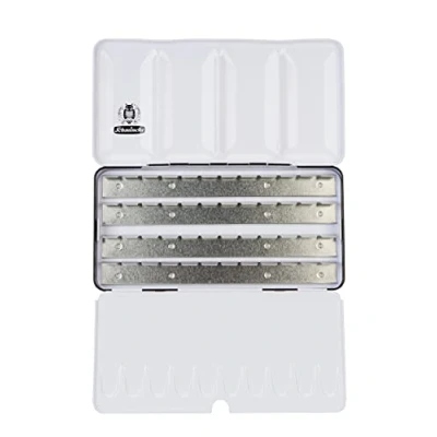 Afbeelding van Schmincke HORADAM AQUARELL Lege doos, 74 948 097, zwart metalen met mengpalet voor het individueel vullen 48 x 1/2 of 24 1/1 cellen