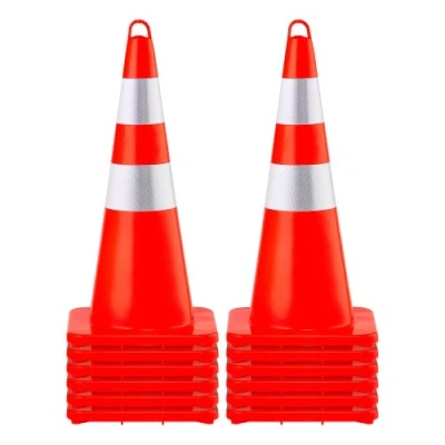 Afbeelding van VEVOR Signaalkegel, 12 stuks, 73 cm, oranje bouwplaats, pvc, veiligheidskegel met verzwaarde basis en 2 reflecterende klemmen, voor begrenzing, noodparkeren op de weg, parkeerplaats