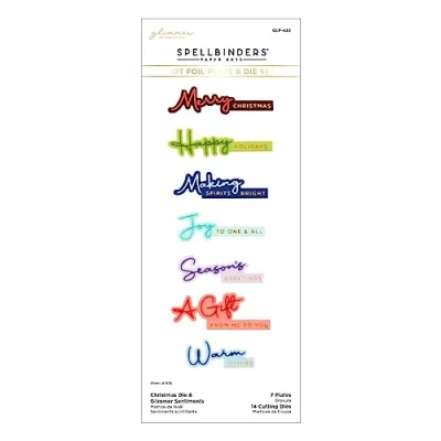 Afbeelding van Spellbinders Christmas Die &amp; Glimmer Sentiments Hot Foil Plate Set (GLP 422) (DISCONTINUED)