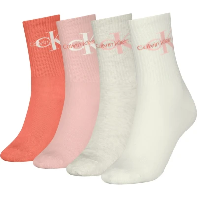 Afbeelding van Calvin Klein Underwear Women SOCK Giftbox LOGO 4 PACK Sokken, Dames, Maat: One Size, Off white/light peach