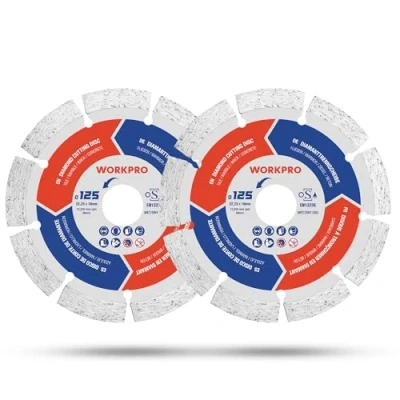 Afbeelding van WORKPRO 2 x 125mm Diamantdoorslijpschijven, Diamantschijf Voor Droog &amp; Nat Snijden Van Steen, Tegels, Marmer, Baksteen, Beton, Graniet, Compatibel Met Winkelslijper