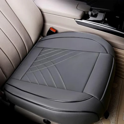 Afbeelding van kingphenix Premium PU autostoelhoes voorstoelbeschermer werkt met 95% van de voertuigen gewatteerd, antislip, volledige wikkelrand (afmetingen: 51 x 50 cm) 1 stuk (grijs)