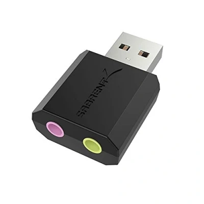 Afbeelding van SABRENT USB Externe Stereo Sound Adapter voor Windows en Mac. Plug and play Geen drivers nodig. (AU MMSA)