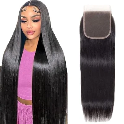 Afbeelding van Tuheerst Straight Closure Human Hair Lace Frontal 4x4 Real 100% Unprocessed Virgin 20 Inches for Woman