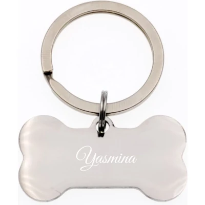 Afbeelding van Sleutelhanger Hondenbot Met Naam Gravering Yasmina