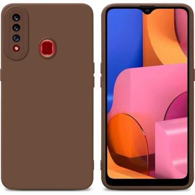 Afbeelding van Cadorabo Hoesje geschikt voor Samsung Galaxy A20s in Fluid BRUIN Beschermhoes gemaakt van flexibel TPU silicone Cover Case