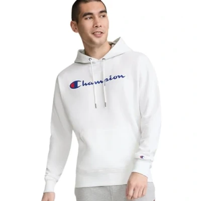 Afbeelding van Champion Powerblend fleecetrui voor heren, comfortabele grafische trui met capuchon, Wit, L
