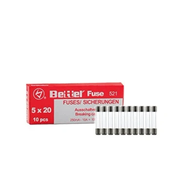 Afbeelding van zekering 1,6 A flink 5 x 20 mm 250 V type 521 10 stuks pakjes fijne glaszekering G