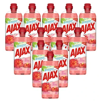 Afbeelding van Ajax Allesreiniger hibiscusbloesemgeur 12 x 1L multi oppervlaktereiniger met etherische oliën