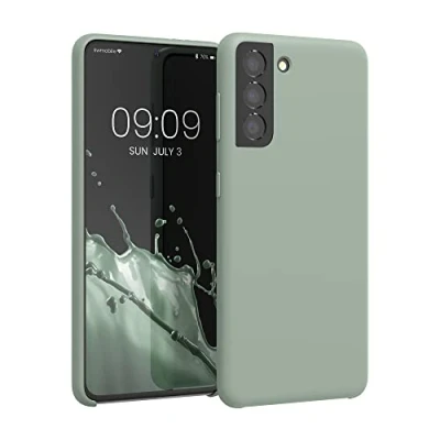 Afbeelding van kwmobile telefoonhoesje compatibel met Samsung Galaxy S21 hoesje Zachte case voor smartphone Back cover in grijsgroen