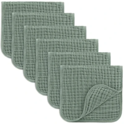 Afbeelding van Comfy Cubs Muslin spuugdoeken 6 set grote 100% katoen hand washandjes lagen extra absorberend en zacht (varen, pack)