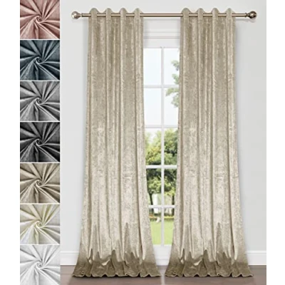 Afbeelding van Home Direct 1 paar fluwelen gordijnen met oogjes, beige, 2 x 240 140 cm