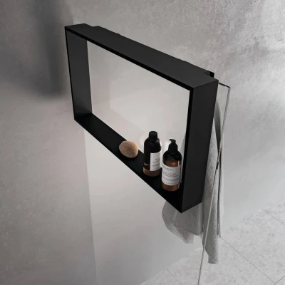 Afbeelding van Design Bath douchenis doucherek en handdoekhaak mat zwart voor over douchewand 12089532935