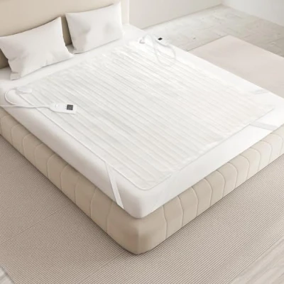 Afbeelding van L Lisheth Verwarmingsdeken met 2 bedieningselementen, 140 x 160 cm, polyester, grote elektrische deken 5 temperatuurniveaus en veiligheidssysteem, oververhittingsbeveiliging, wasbaar