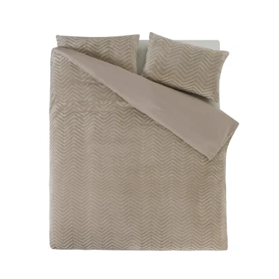 Afbeelding van Sleeptime Teddy Chevron Dekbedovertrek Lits Jumeaux 140X200/220 + 1 x kussensloop 60x70 Creme