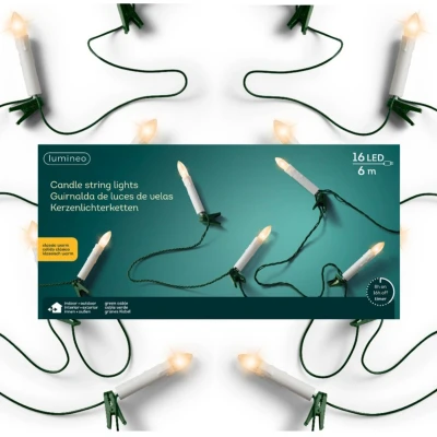 Afbeelding van Klassieke LED Kaars verlichting 16 lampjes 6m