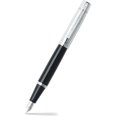Afbeelding van Sheaffer vulpen 300 E9314 F Black barrel chrome cap plated SF E0931443