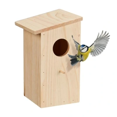 Afbeelding van Relaxdays nestkast koolmees met klep hout mezenkast invliegopening 5 cm tuin