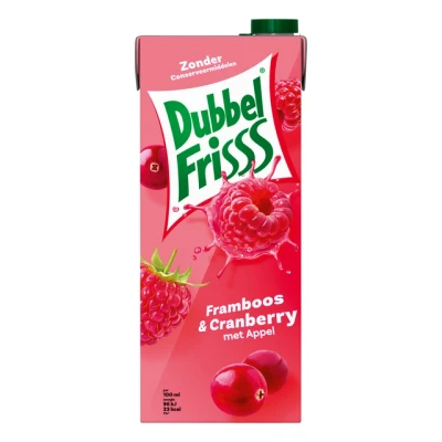 Afbeelding van Fruitdrank DubbelFrisss framboos zwarte bes pak 1500ml