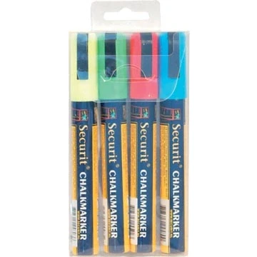 Afbeelding van Securit Medium Krijtstiften Etuis 4 stuks, Rood, Groen, Blauw en Geel