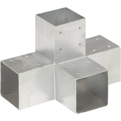 Afbeelding van vidaXL Paalverbinding X vorm 91x91 mm gegalvaniseerd metaal