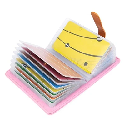 Afbeelding van 10 kleuren creditcardhouder voor dames en heren, leer, 26 sleuven, Roze, Une taille pour tous, Klassiek
