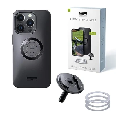 Afbeelding van SP Connect Micro Stem Bundle SPC+ compatibel met iPhone 14 Pro houder voor mobiele telefoon fiets telefoonhouder op