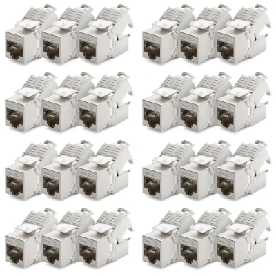 Afbeelding van deleyCON 24x CAT 7 Keystone Jack Module Optimaal voor CAT7 CAT6 CAT6a Kabels Leggen Connector Patch Kabel Netwerk STP Afscherming RJ45 Vrouwelijk 1000 MHz 10 Gbit/s Isolatie Verplaatsing (LSA)