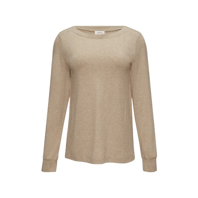 Afbeelding van s.Oliver MIT Ubootausschnitt Longsleeve, Dames, Maat: 38, Hellbraun