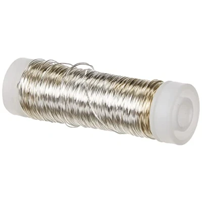Afbeelding van Rayher HOBBY 2402600 zilverdraad met koperen kern, diameter 0,30 mm, kunststof spoel 50 m, nikkelvrij, om te knutselen, binddraad, wikkeldraad, sierdraad