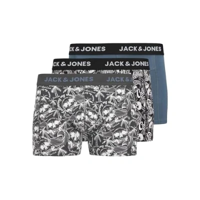 Afbeelding van Jack &amp; Jones Jacdamon Skull Trunks 3 PACK Onderbroeken, Heren, Maat: Large, Black/asphalt/oceanview