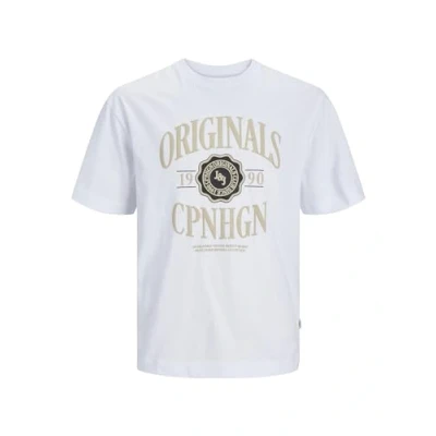 Afbeelding van Jack &amp; Jones Jorlucca Branding CREW NECK Tshirt print, Heren, Maat: XS, Bright white