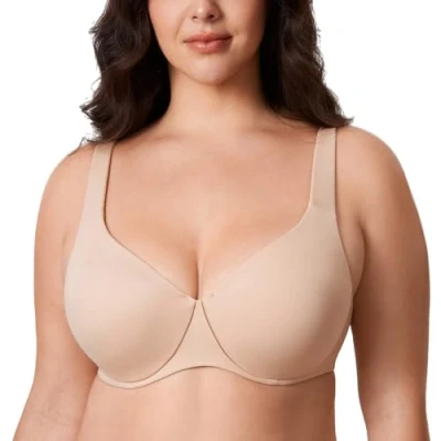 Afbeelding van AISILIN Vrouwen Minimizer Bh Plus Size Ongevoerd Volledige Dekking Gladde Beugelondersteuning Beige 105D