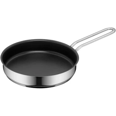 Afbeelding van WMF Mini koekenpan gecoat klein 18 cm, Cromargan gepolijst roestvrij staal, inductie, stapelbaar, ideaal voor kleine porties of eenpersoonshuishoudens