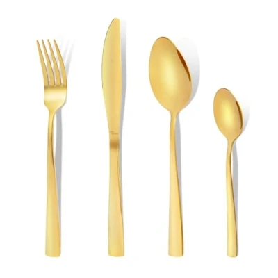 Afbeelding van Cutlery Set Bestek Goud 24 delige compleet bestekset voor 6 personen RVS Hoogwaardige Roestvrij Staal Modern Ontwerp Vaatwasmachinebestendig Optimale Prijs kwaliteitverhouding