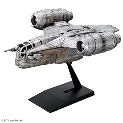 Afbeelding van Revell (Bandai Original 01213 Star Wars: The Mandalorian Razor Crest™ (in Flight) Schaal 1:144 Ongebouwd/Pre Colour/Clip Together (Non Glue) Plastic Model Kit met Display Stand, Grijs