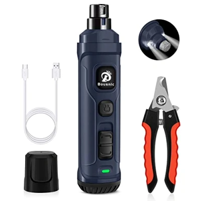 Afbeelding van Bousnic Hond Nail Grinder en Clipper Kit 2 speed &amp; LED Lights Elektrische Oplaadbare Pet Trimmer Pijnloze Poten Verzorging Smoothing voor Kleine Medium Grote Honden Katten
