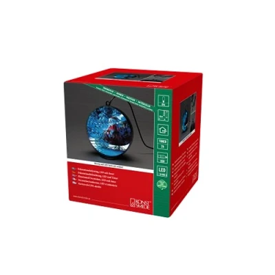 Afbeelding van Kerstbol met kerstman en slee Konstsmide Ø 15 cm (Bewegend beeld, Timer, USB kabel)