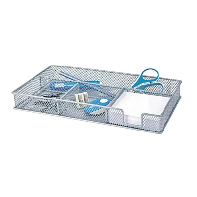 Afbeelding van Wedo 651654 Pennenschaal Office (4 vakken gepoedercoat draadmetaal, 29,6 x 16,9 4,7 cm) zilver