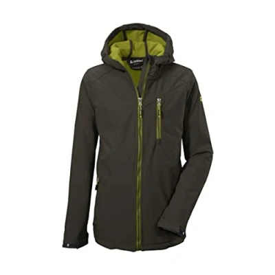 Afbeelding van killtec Boy&#039;s Softshelljack met capuchon Boys Softshelljacke, green anthra, 176, 37768 000