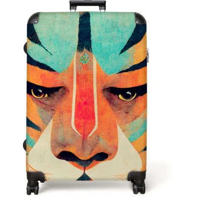 Afbeelding van NoBoringSuitcases.com® Koffer groot Reiskoffer lichtgewicht Tijger Portret Abstract Dieren Kunst Rolkoffer met 4 wielen Grote trolley XL 98 liter bagage