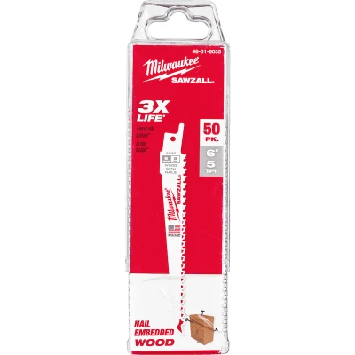 Afbeelding van Reciprozaagblad Sawzall Hout Thin Kerf 150 Mm 5 Tpi (50 Stuks)