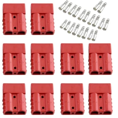 Afbeelding van Bohaner Anderson Connector, 10 stuks, 50 A, 24 V/600 V, batterij snelscheidingsstekker, modulaire stroomconnectors, stekker, Quick Plug Kit (rood 50A)