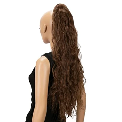 Afbeelding van CAISHA 70 cm Extra Lang Volumineus Golvend Haarstukje Met Clip On Vlecht Paardenstaart Hittebestendige Synthetische Vezels Lichtbruin H717